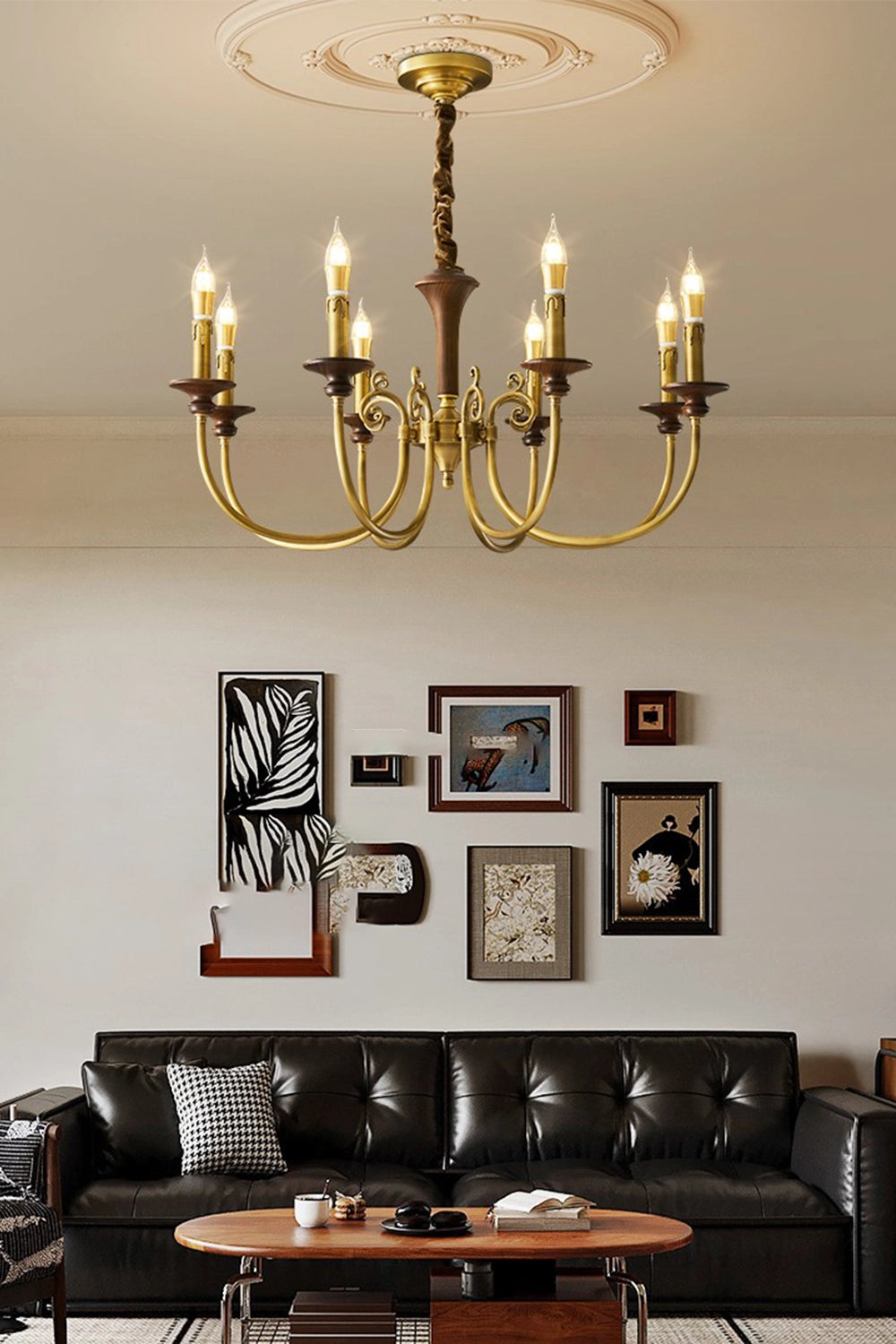 Vintage Candle Brass Chandelier