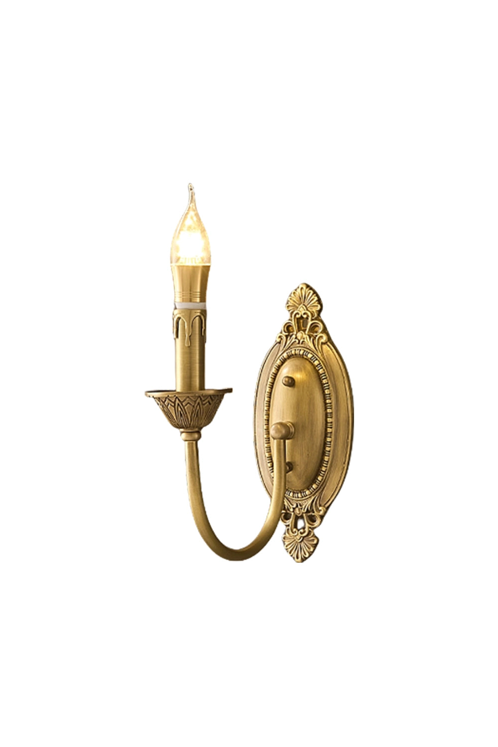 Vintage Candle Brass Wall Lamp