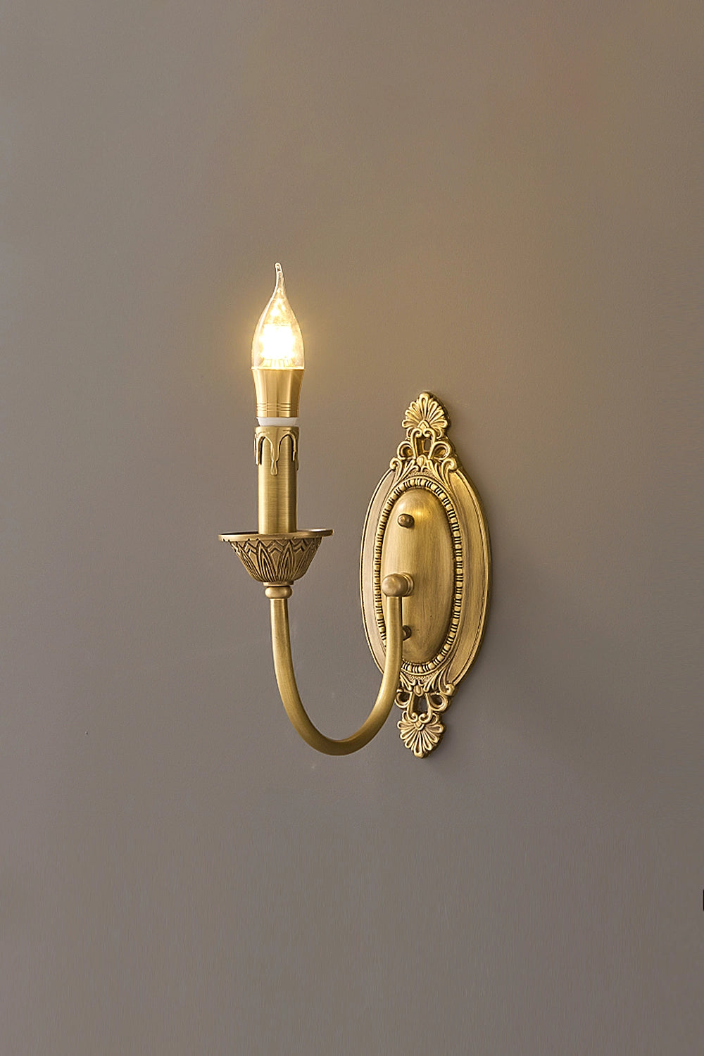 Vintage Candle Brass Wall Lamp