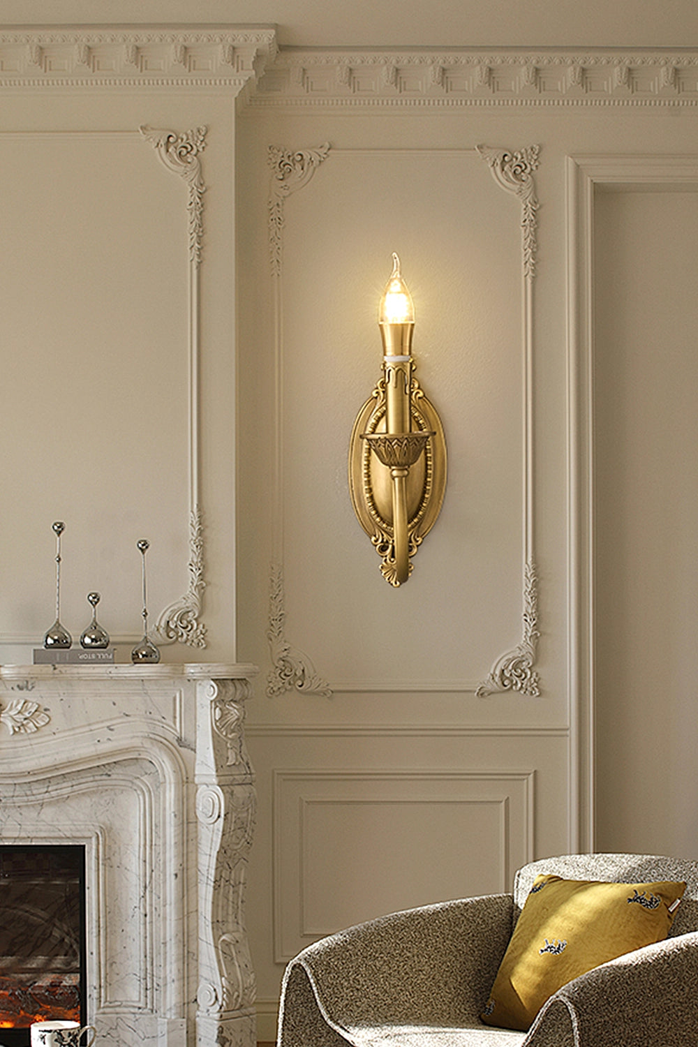 Vintage Candle Brass Wall Lamp