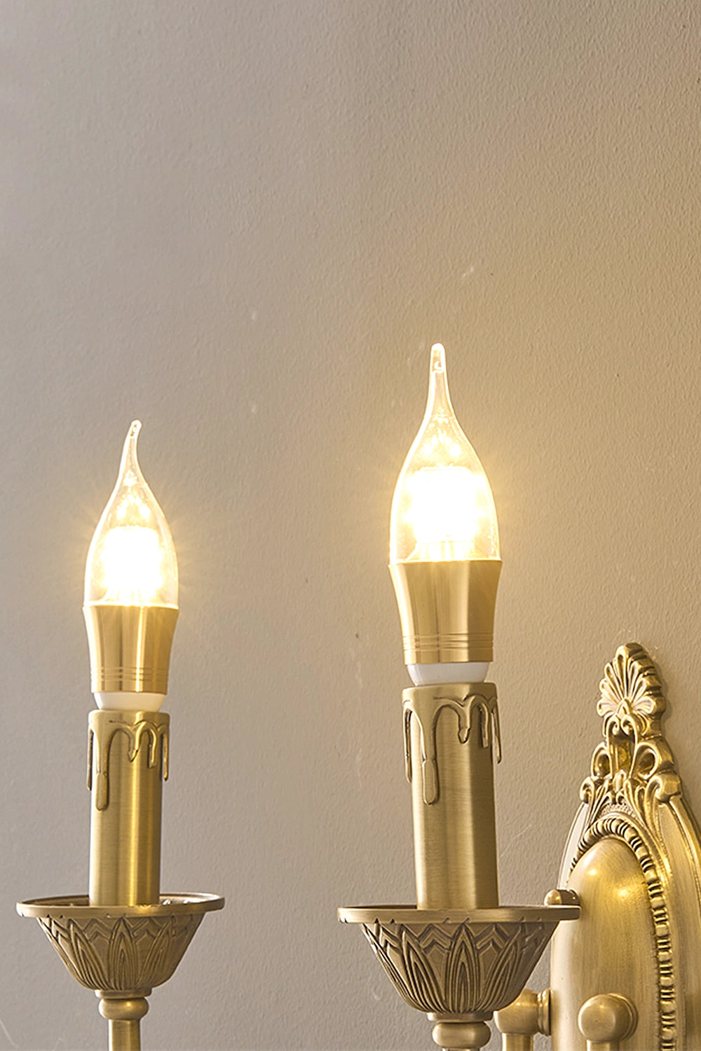 Vintage Candle Brass Wall Lamp