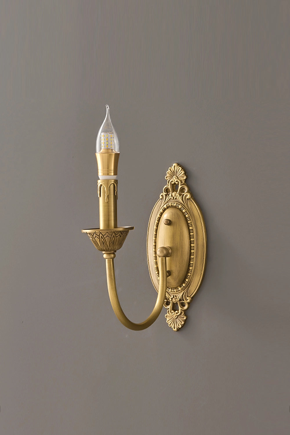 Vintage Candle Brass Wall Lamp