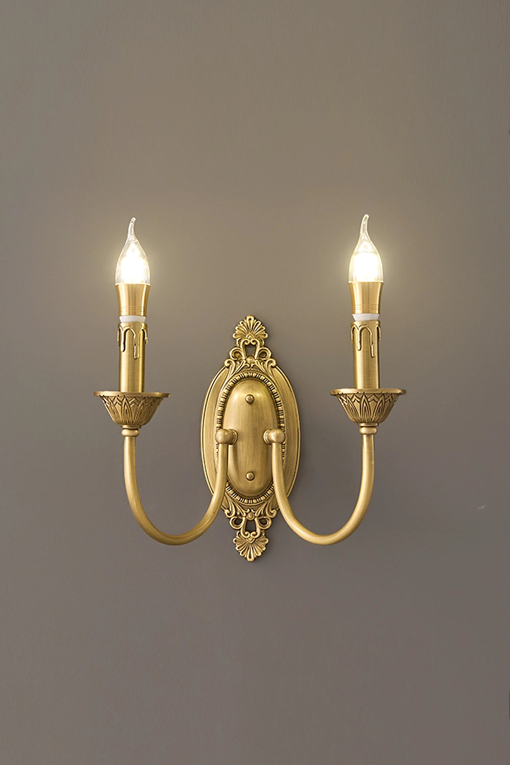 Vintage Candle Brass Wall Lamp