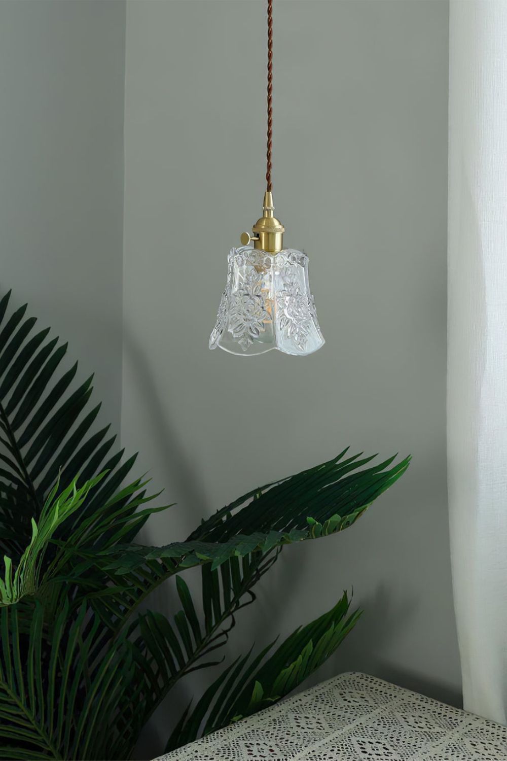 Vintage Flower Glass Pendant Light