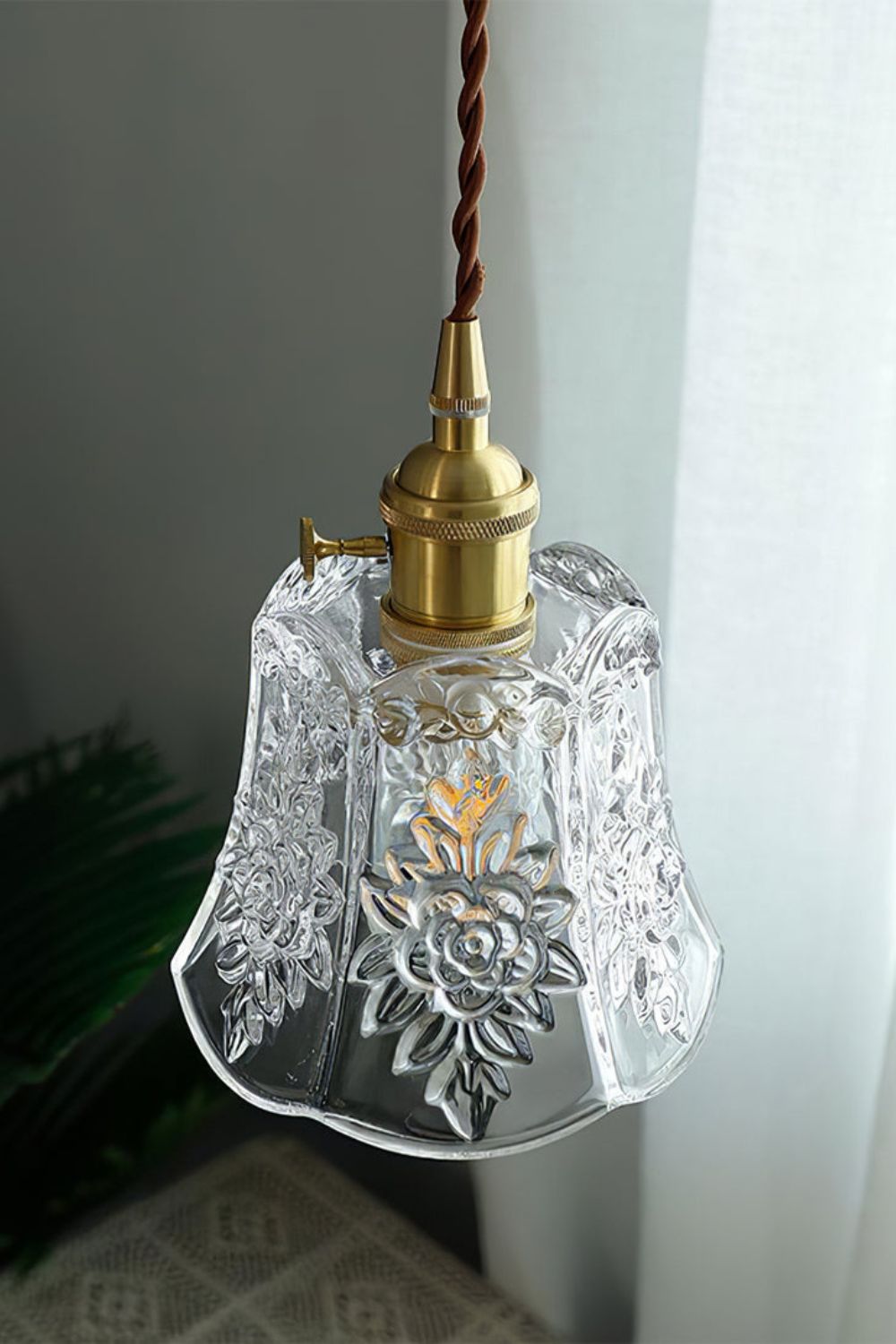 Vintage Flower Glass Pendant Light