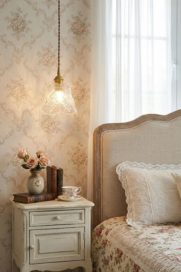 Vintage Flower Glass Pendant Light