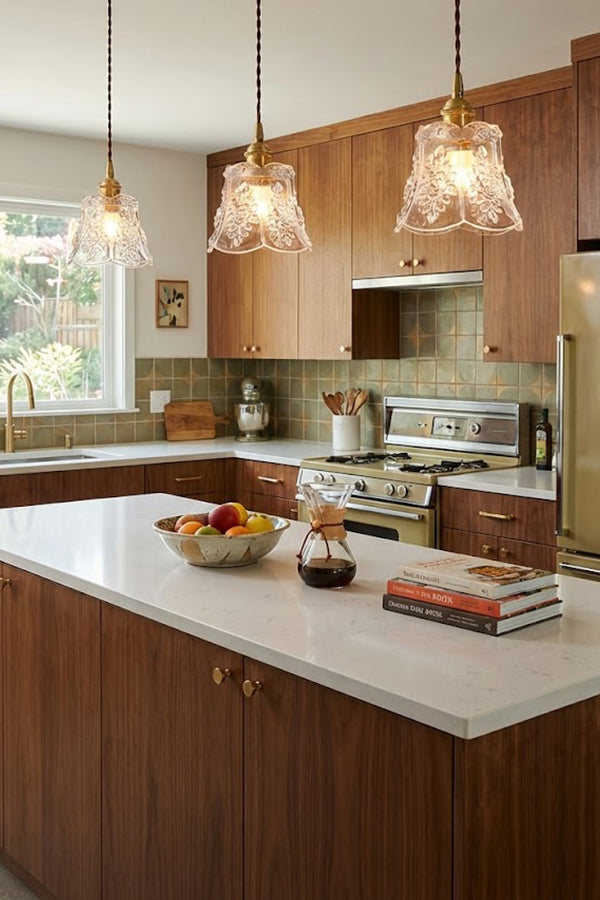 Vintage Flower Glass Pendant Light