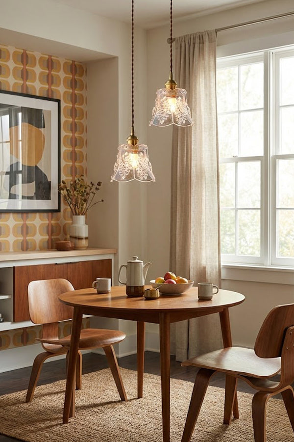 Vintage Flower Glass Pendant Light