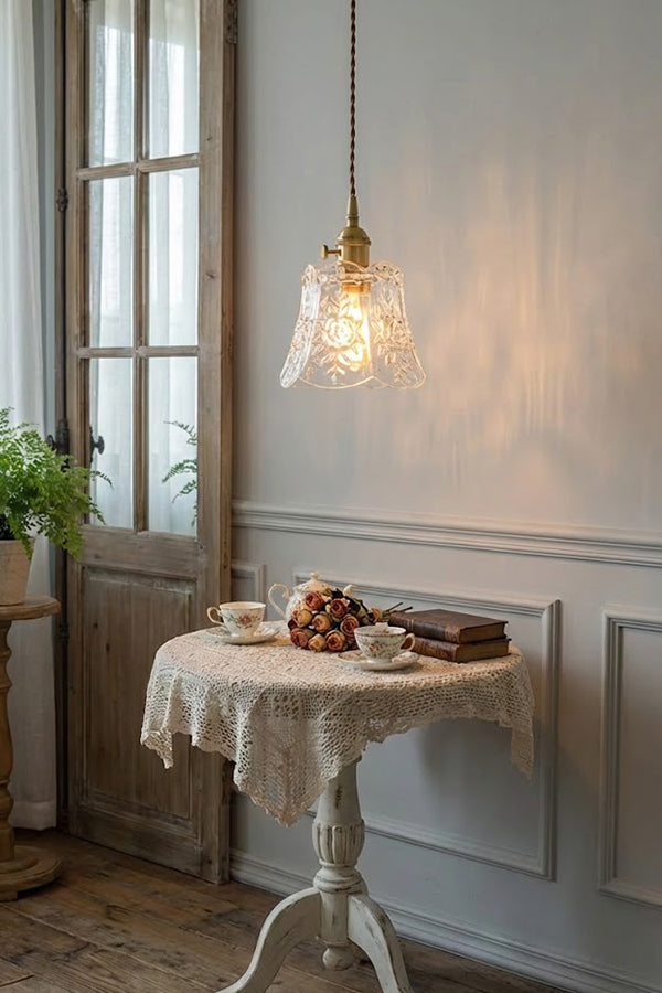 Vintage Flower Glass Pendant Light