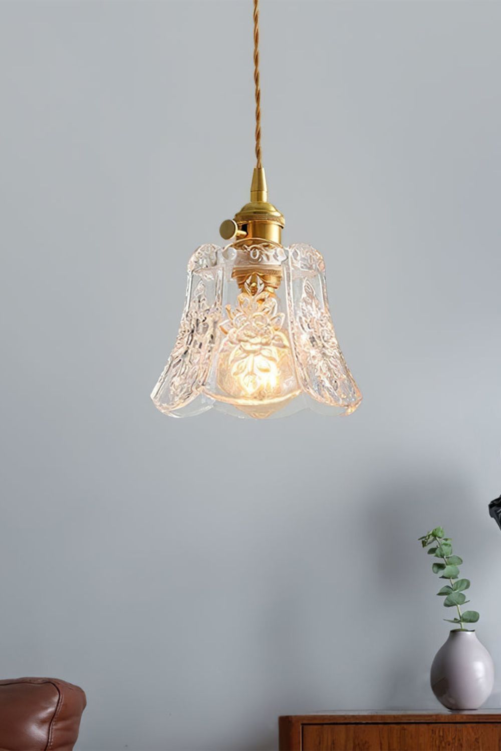 Vintage Flower Glass Pendant Light