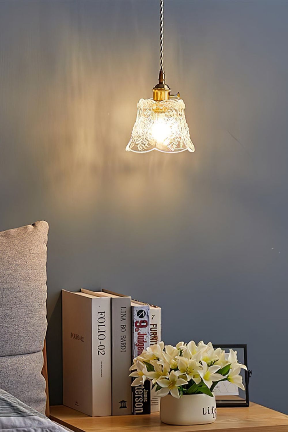 Vintage Flower Glass Pendant Light