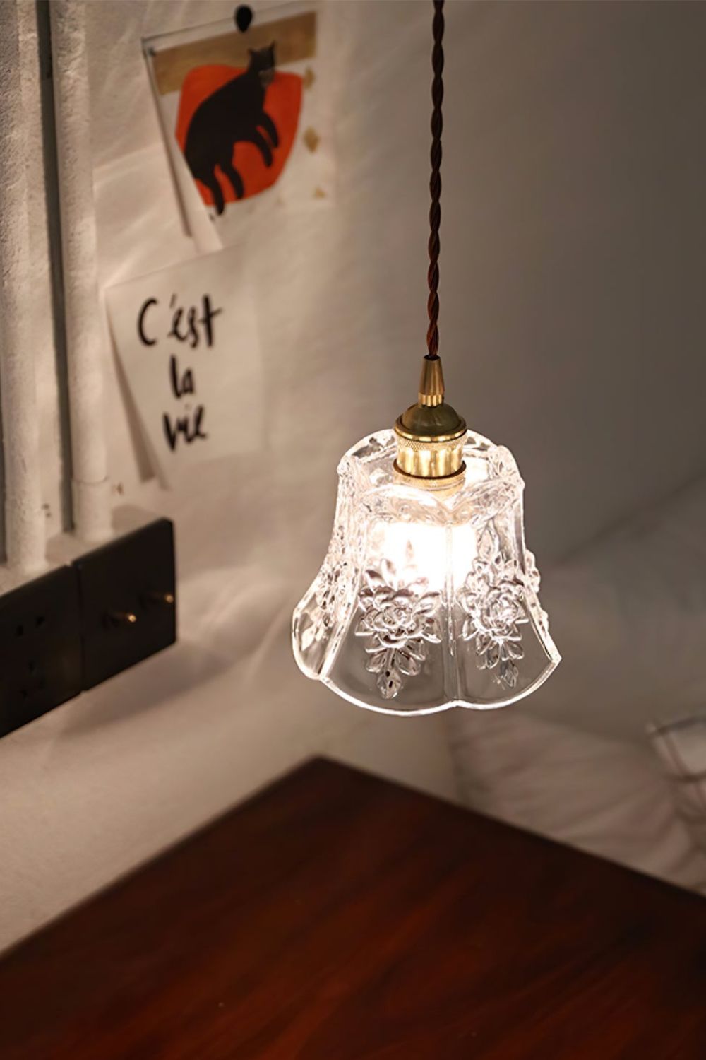 Vintage Flower Glass Pendant Light