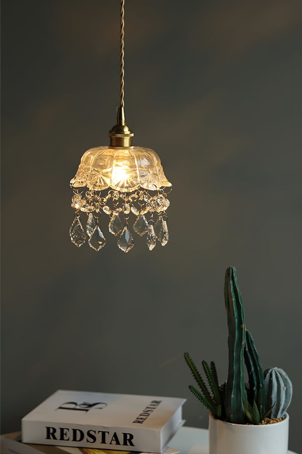 Vintage Glass Jewel Pendant Light