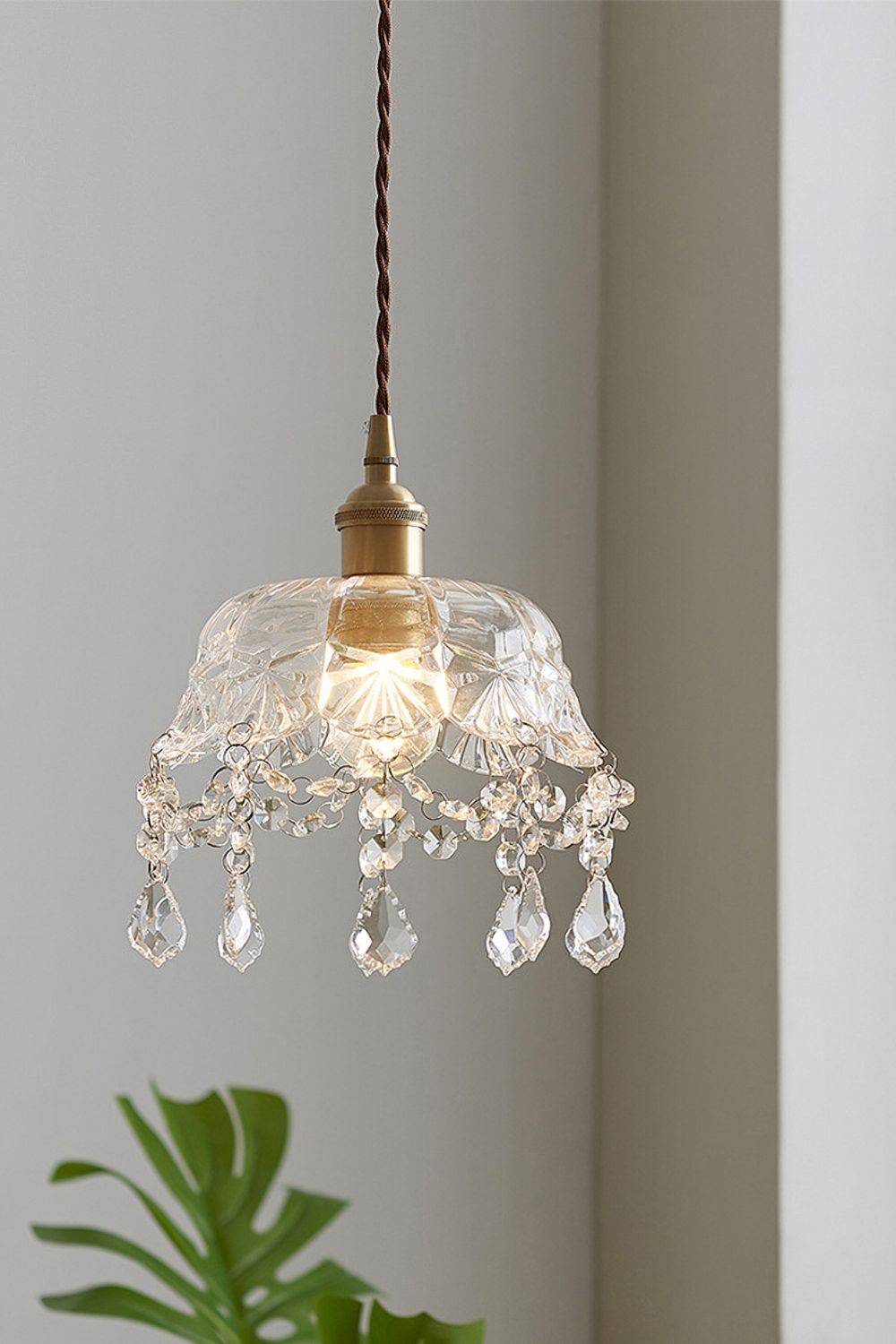Vintage Glass Jewel Pendant Light