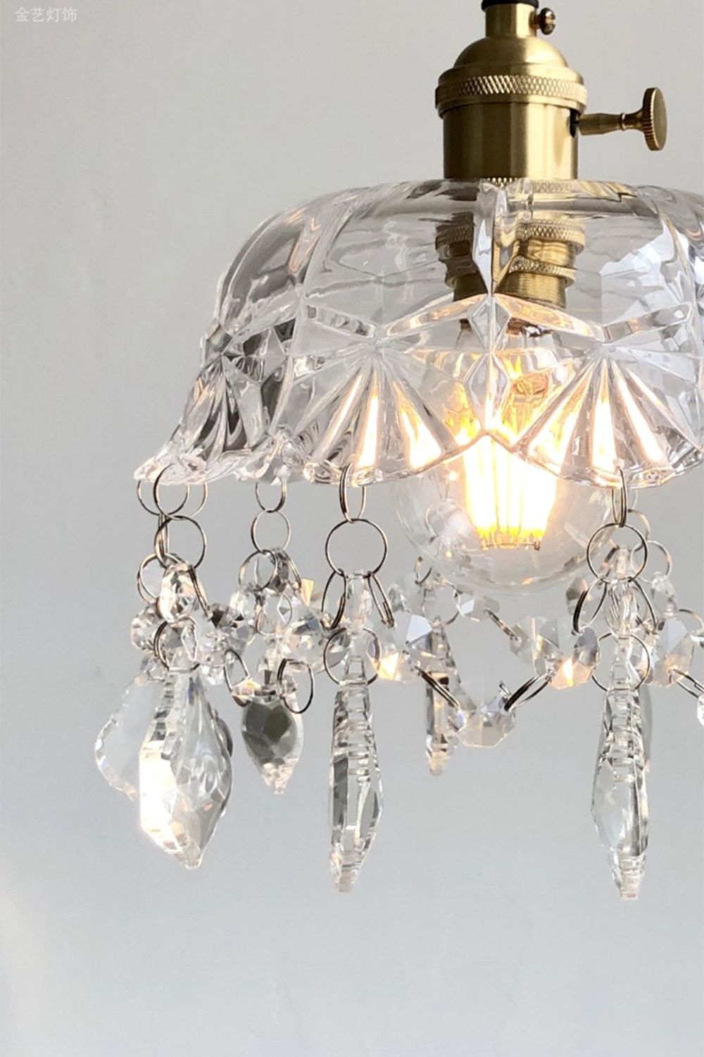 Vintage Glass Jewel Pendant Light