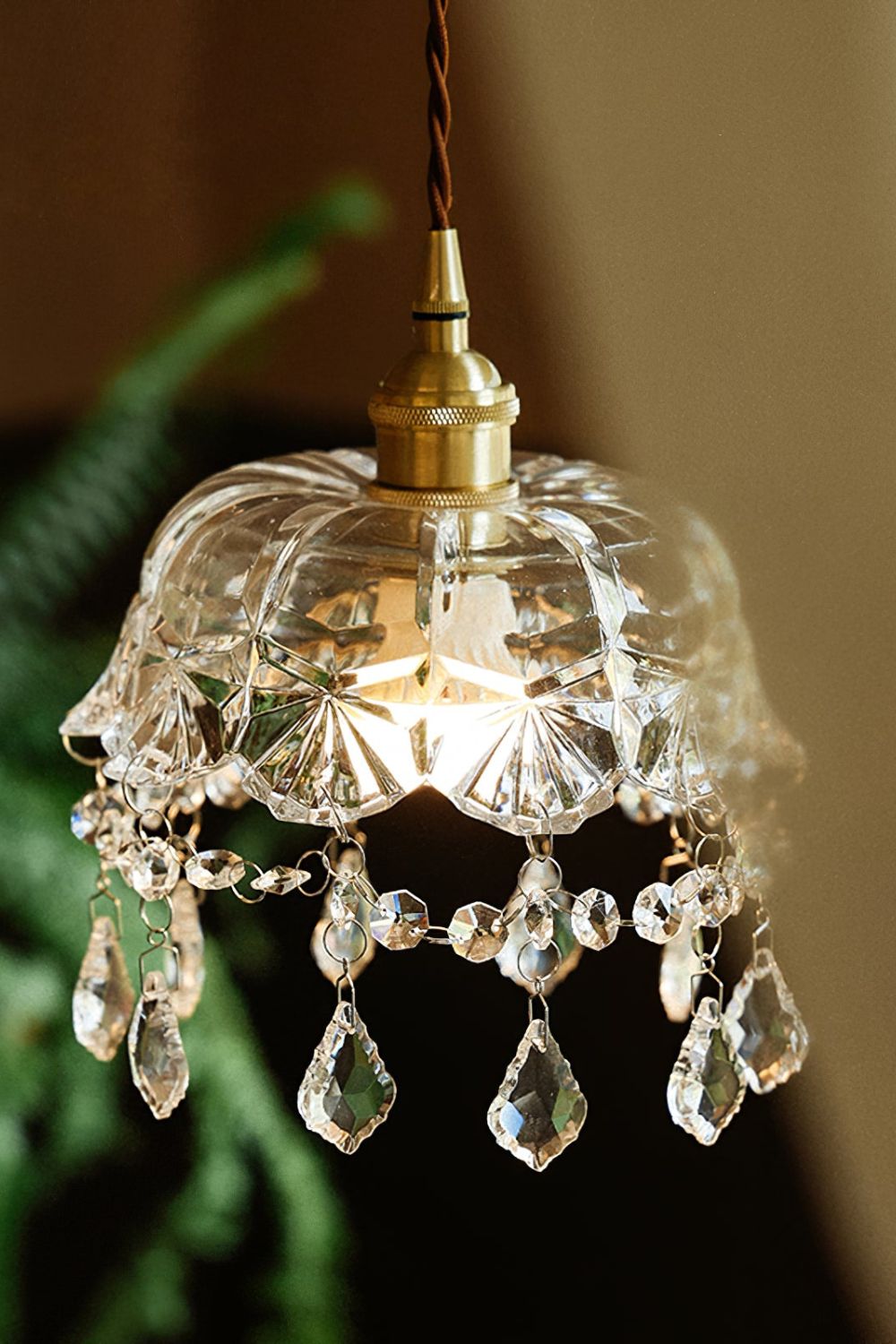 Vintage Glass Jewel Pendant Light