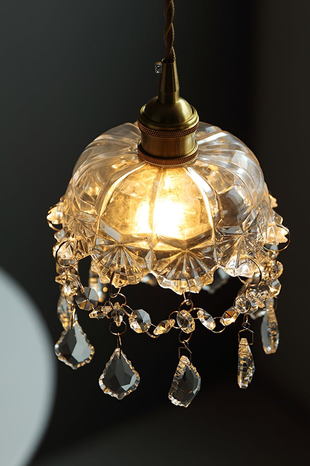 Vintage Glass Jewel Pendant Light