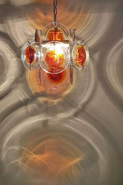 Vintage Murano 18 Disk Chandelier Orange