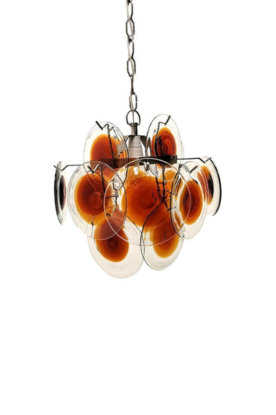 Vintage Murano 18 Disk Chandelier Orange