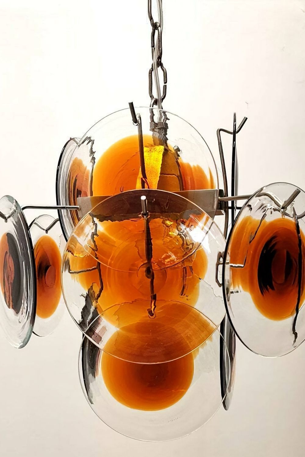 Vintage Murano 18 Disk Chandelier Orange