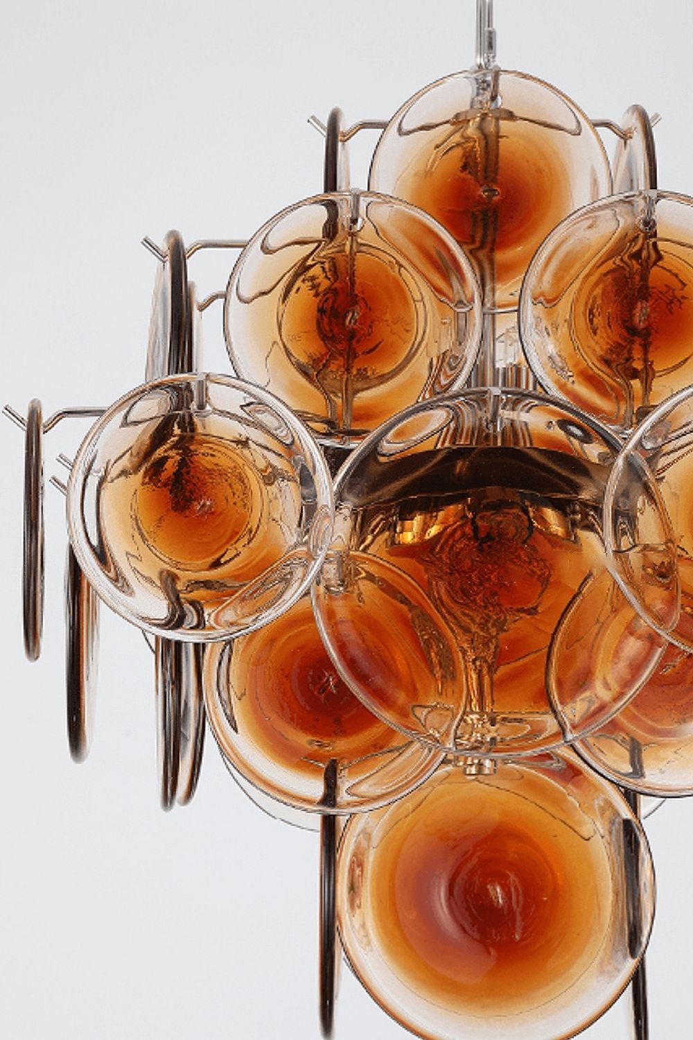 Vintage Murano Orange Brown Disk Glass Chandelier