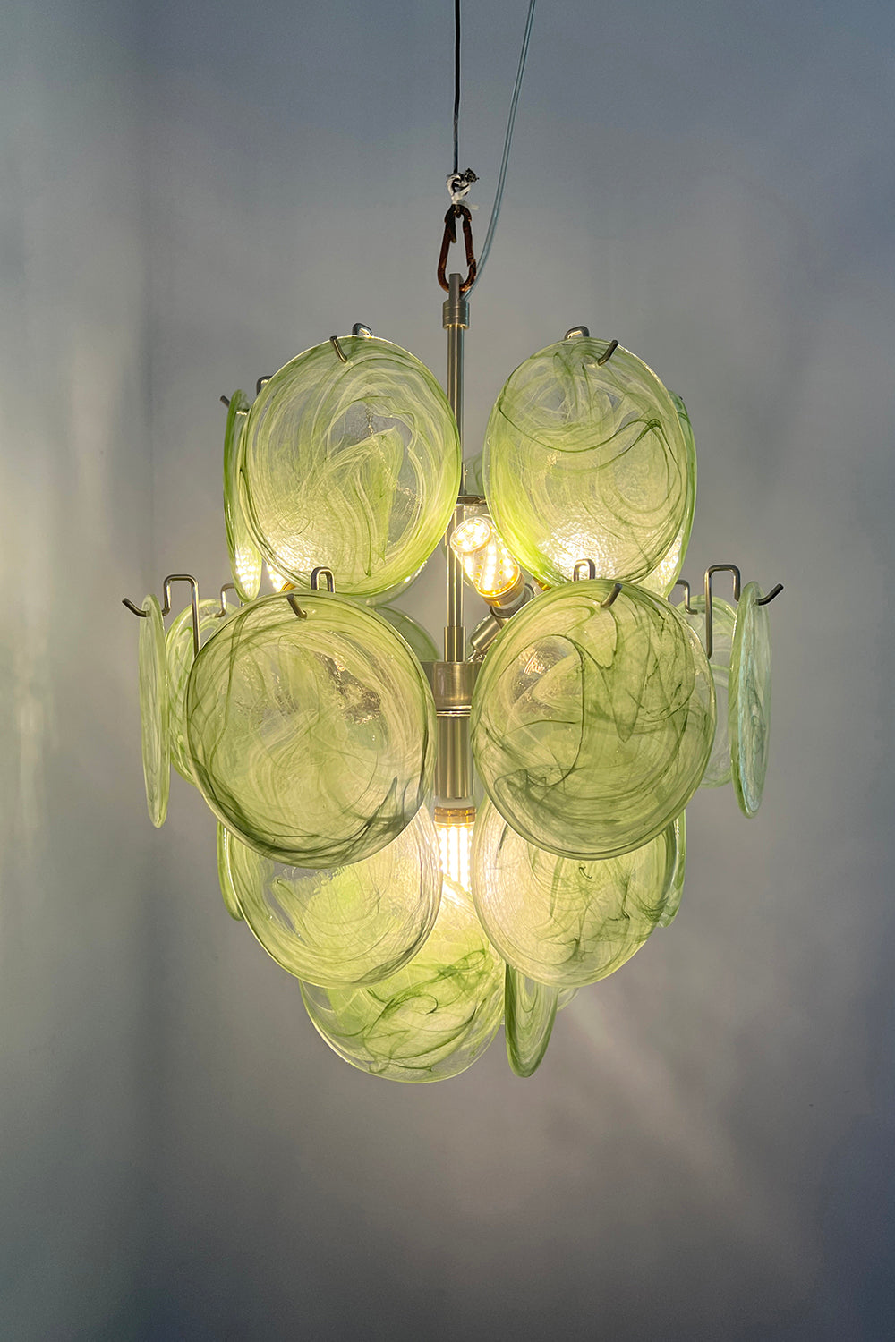 Vintage Murano Green Discs Chandelier