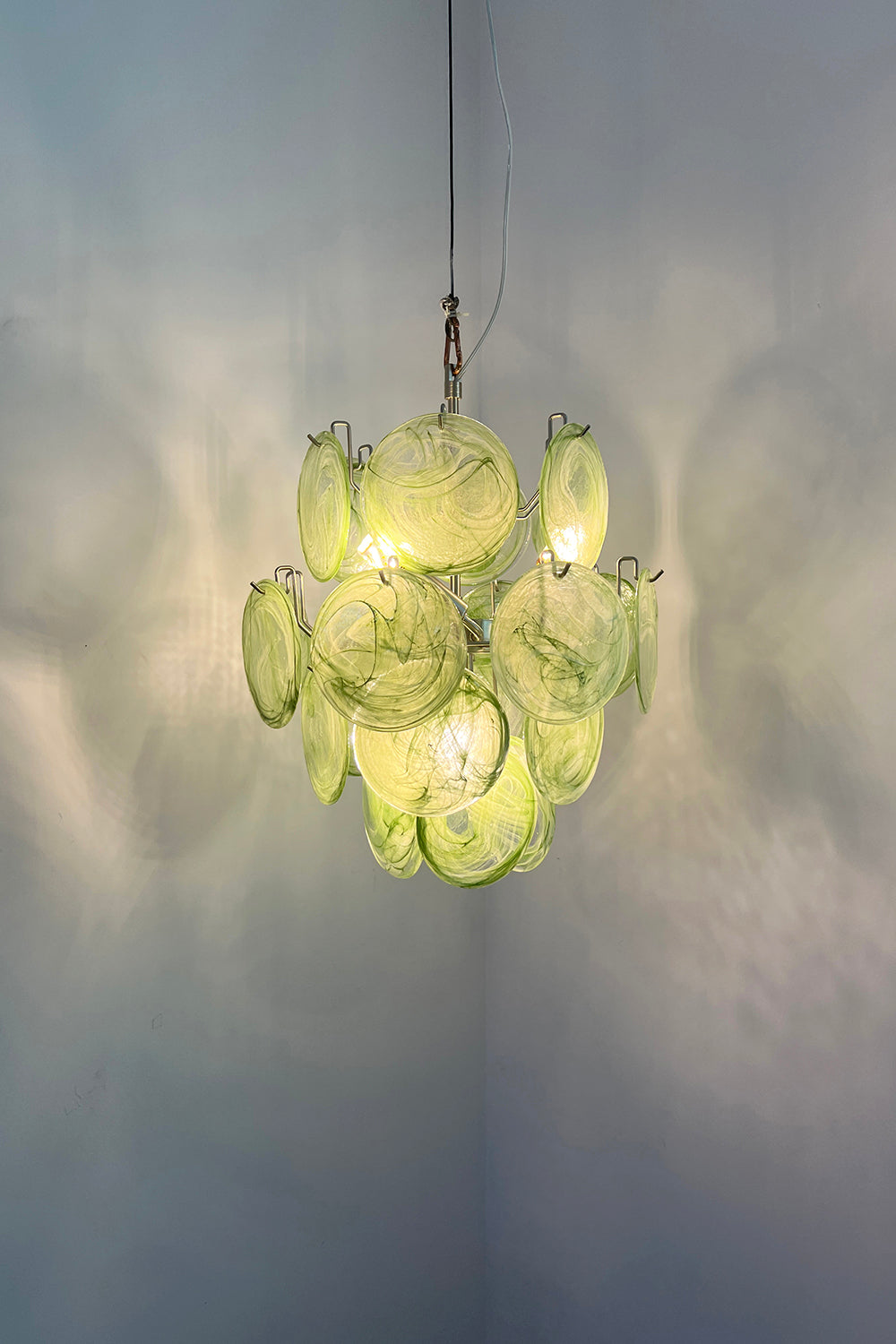 Vintage Murano Green Discs Chandelier