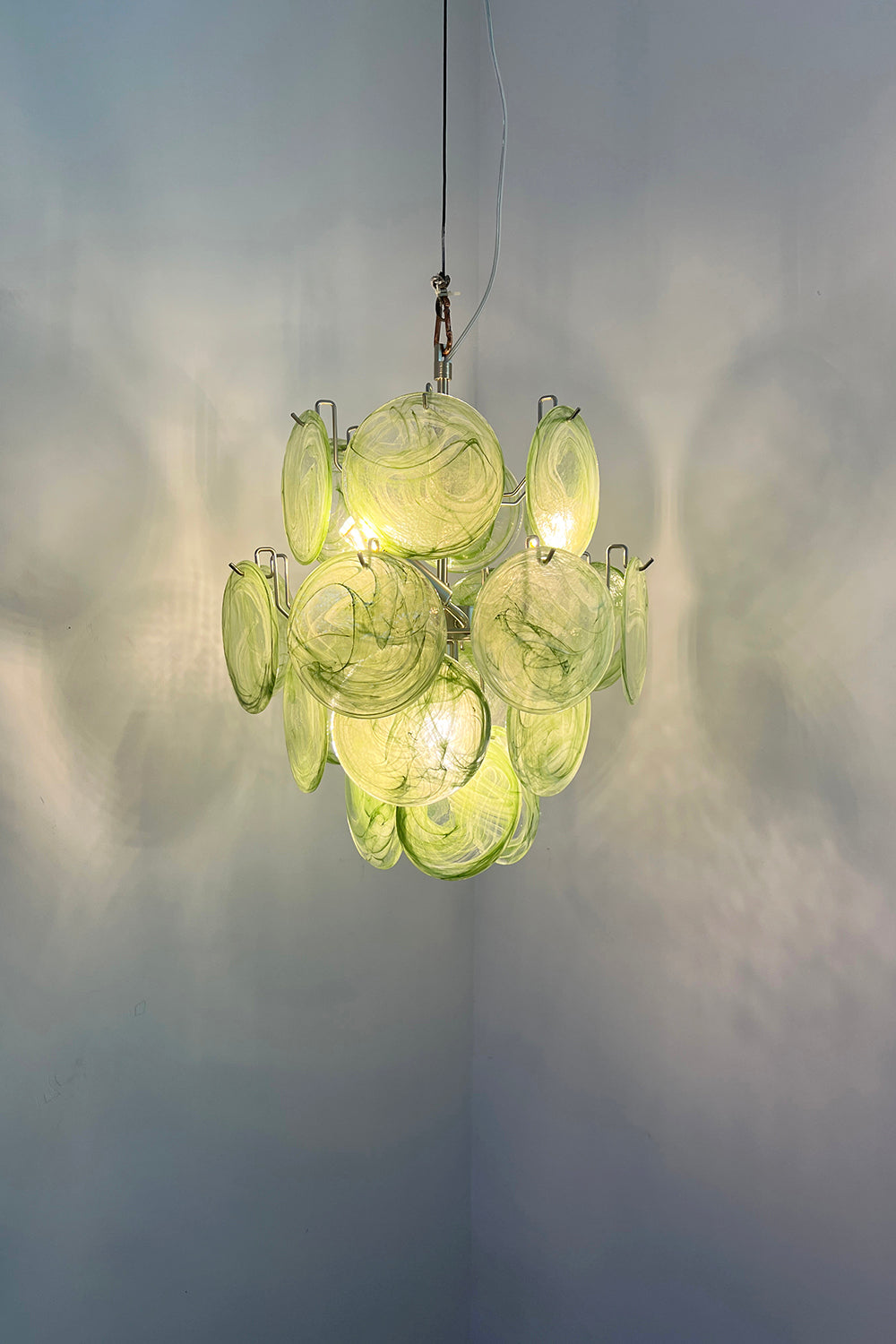 Vintage Murano Green Discs Chandelier