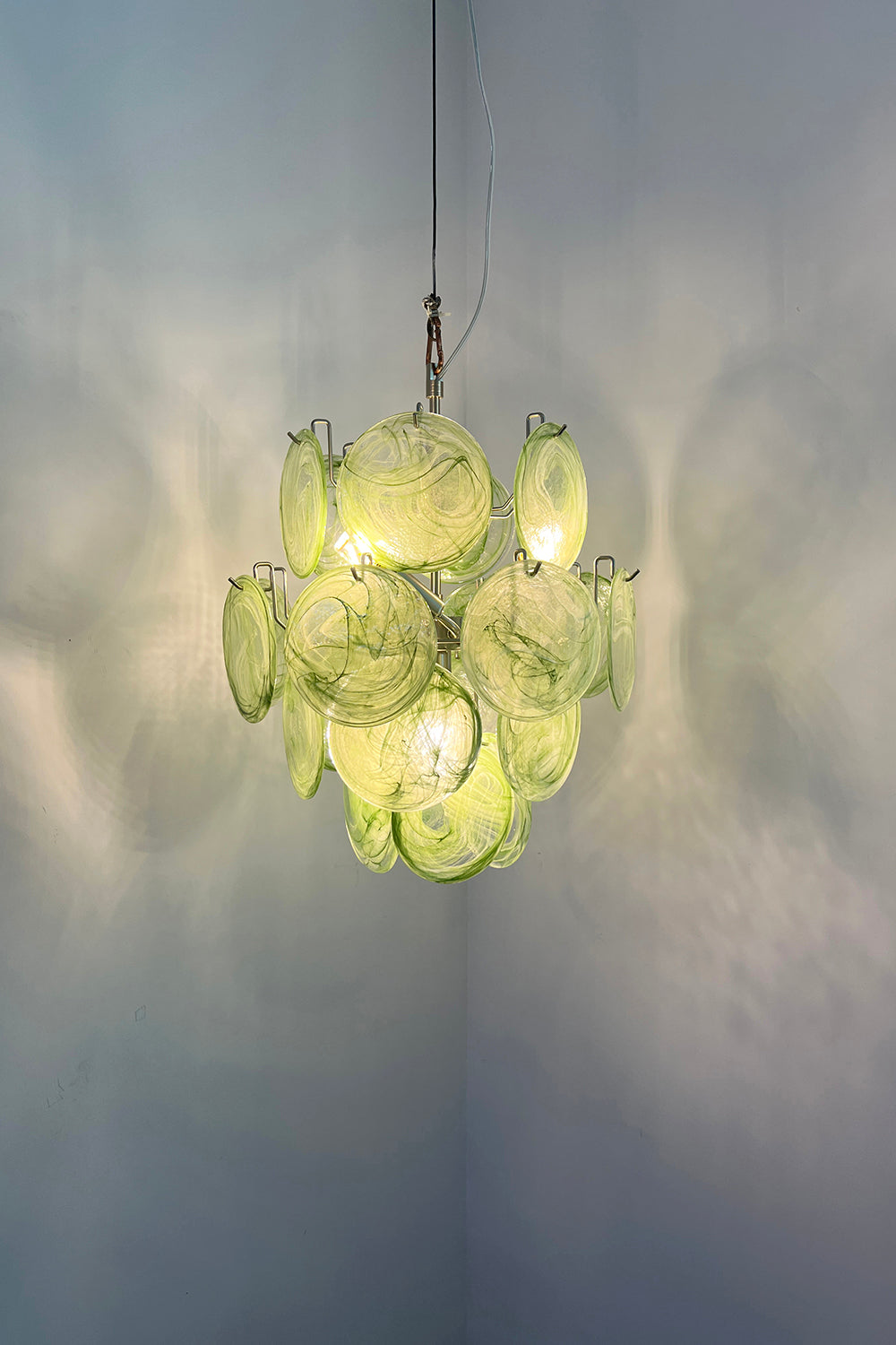 Vintage Murano Green Discs Chandelier