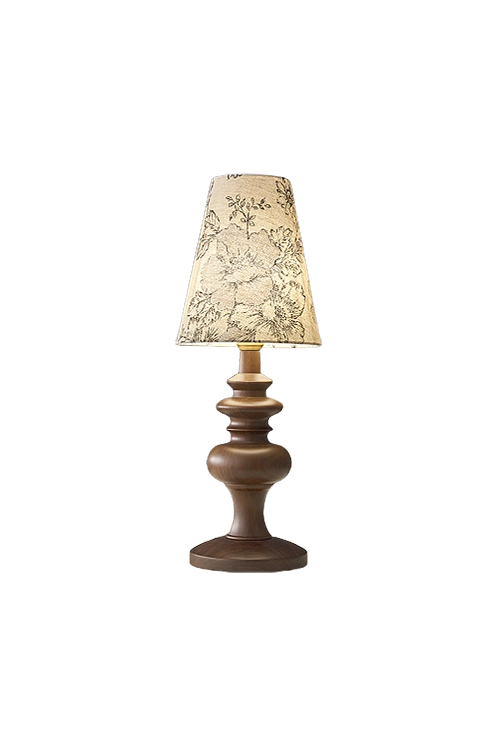 Vintage Print Walnut Table Lamp