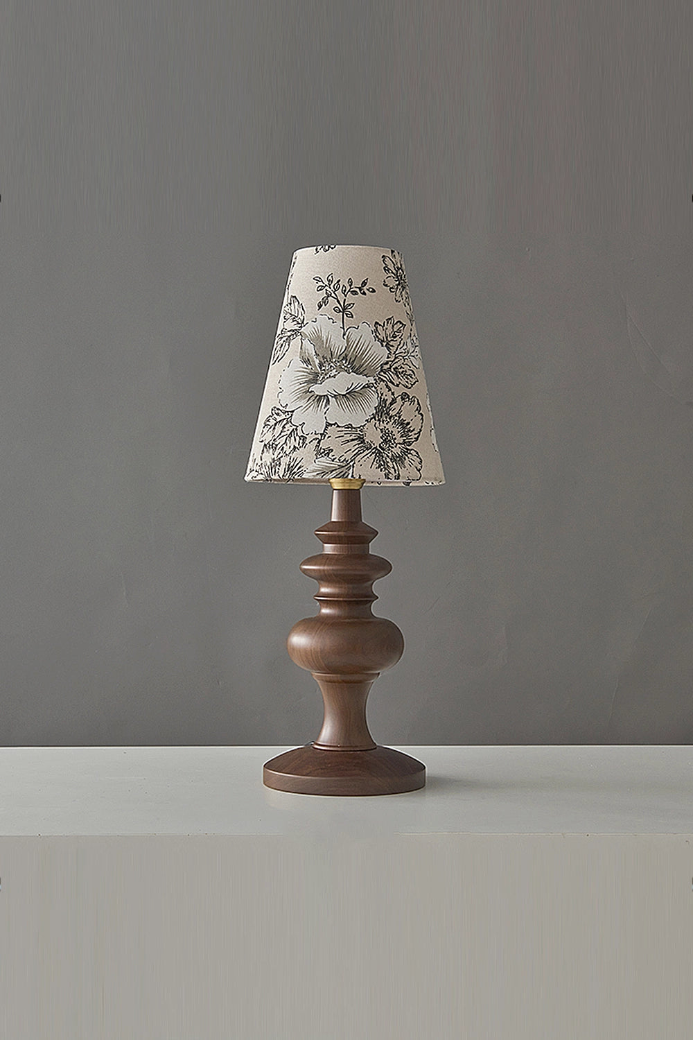 Vintage Print Walnut Table Lamp