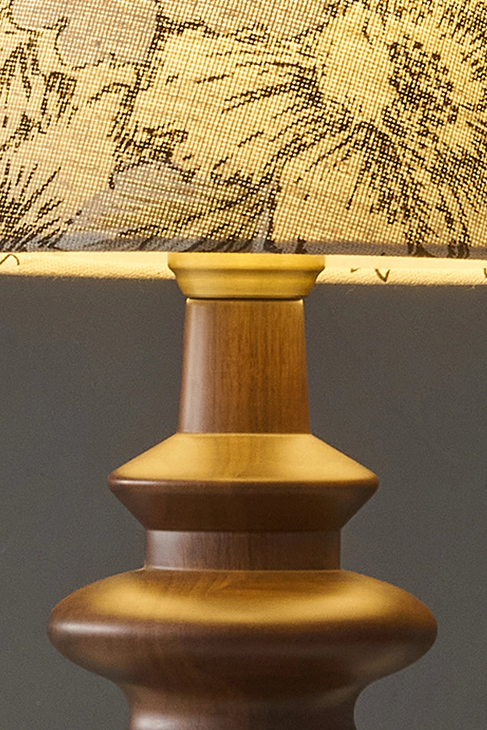 Vintage Print Walnut Table Lamp