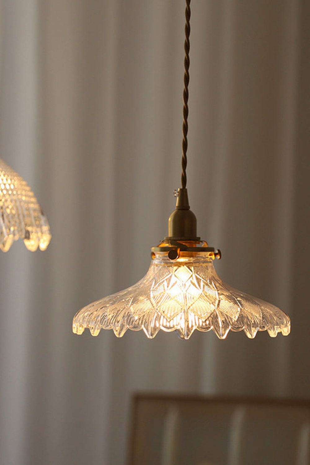 Vintage Textured Glass Pendant Light