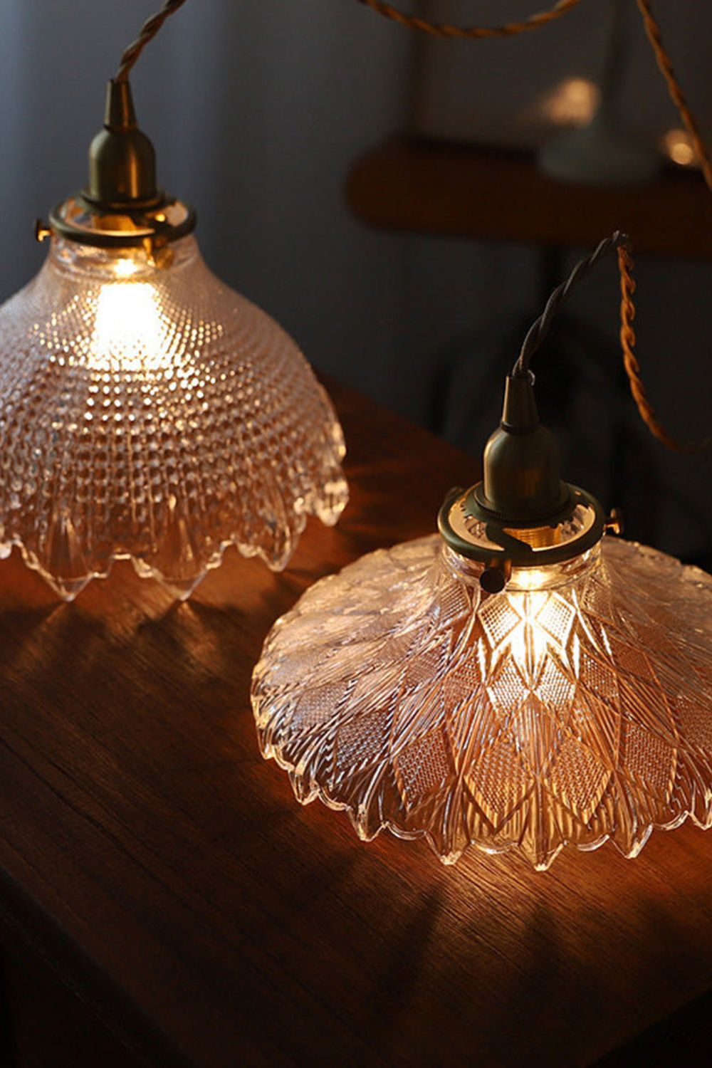 Vintage Textured Glass Pendant Light