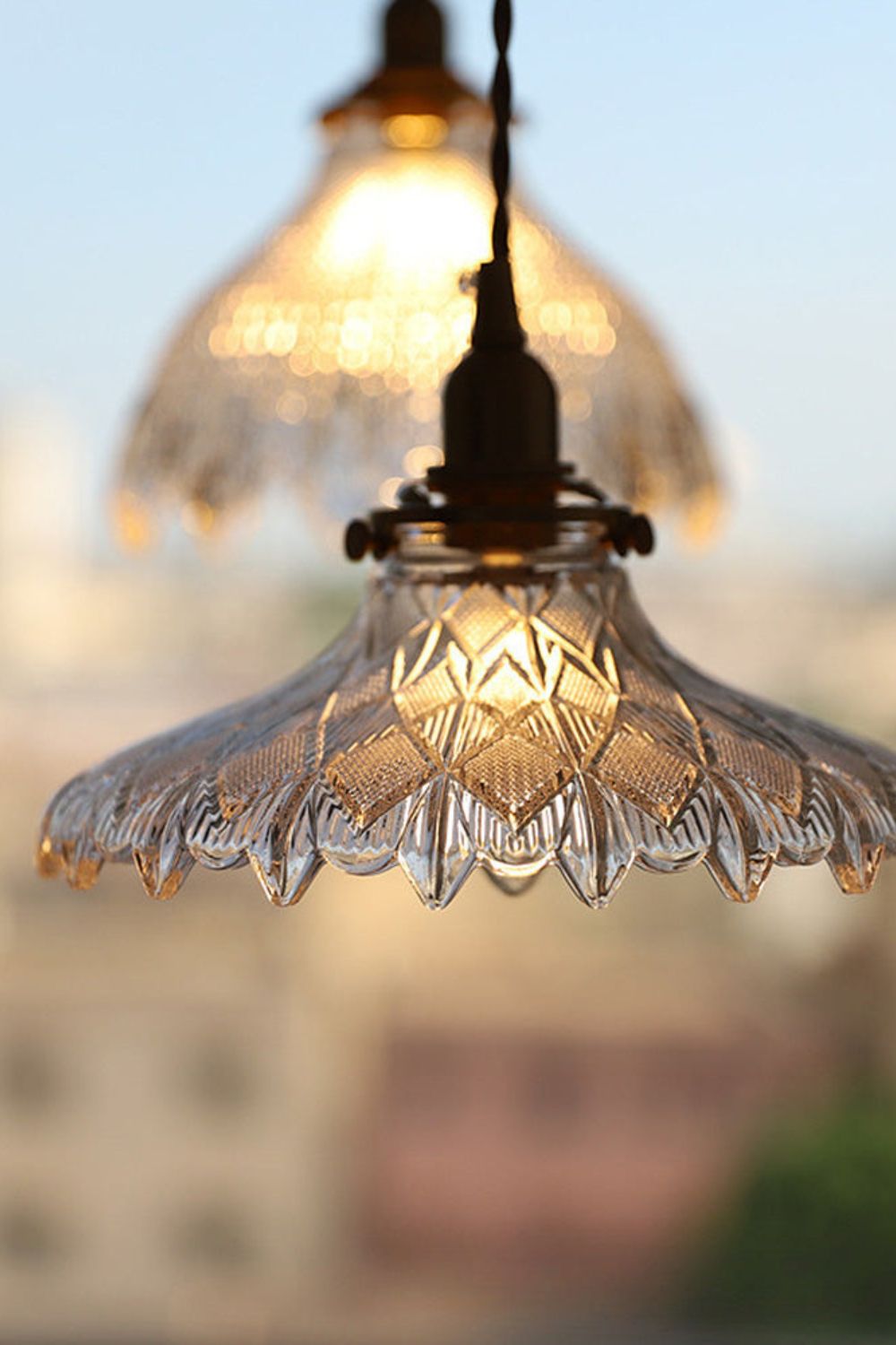 Vintage Textured Glass Pendant Light