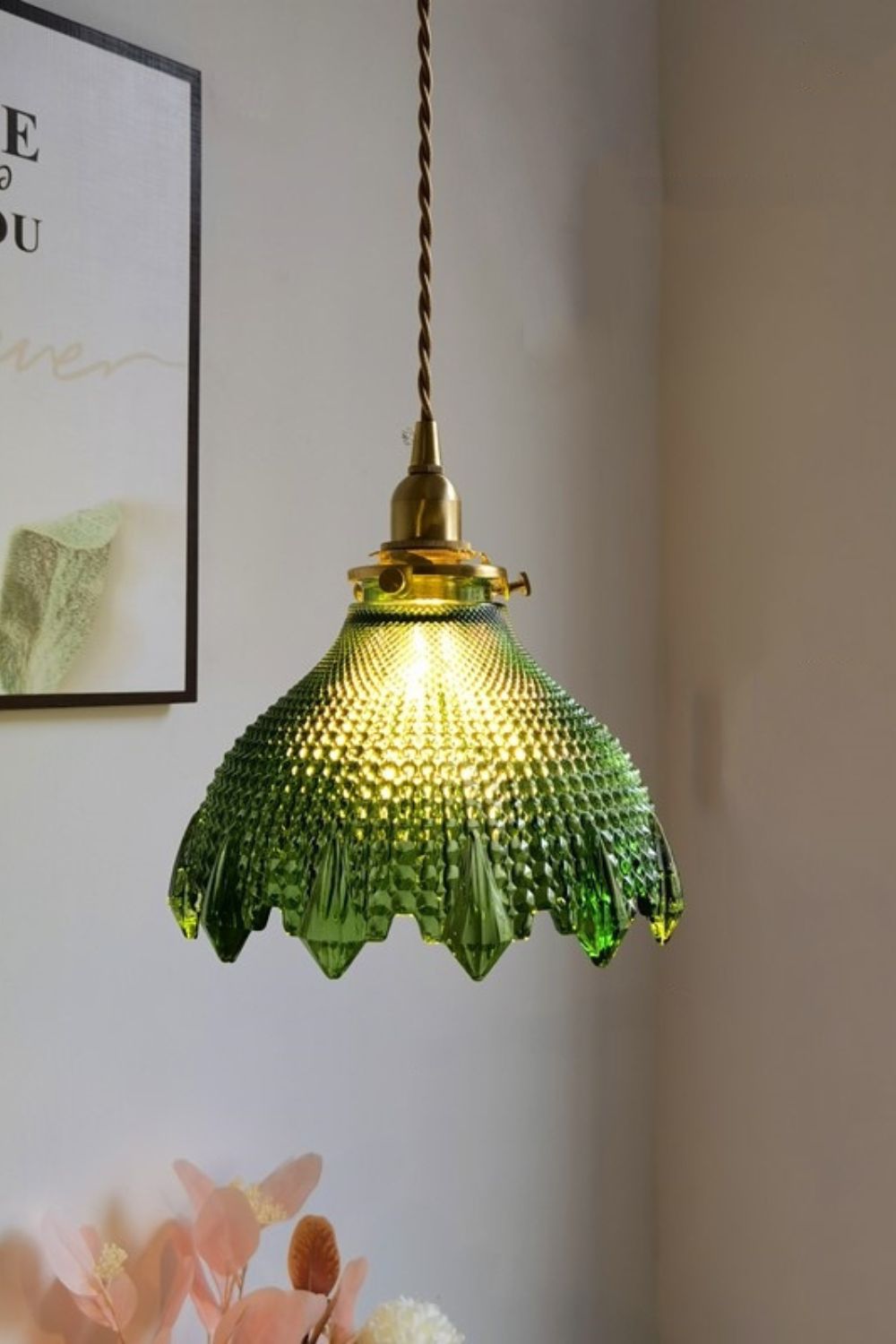 Vintage Textured Glass Pendant Light