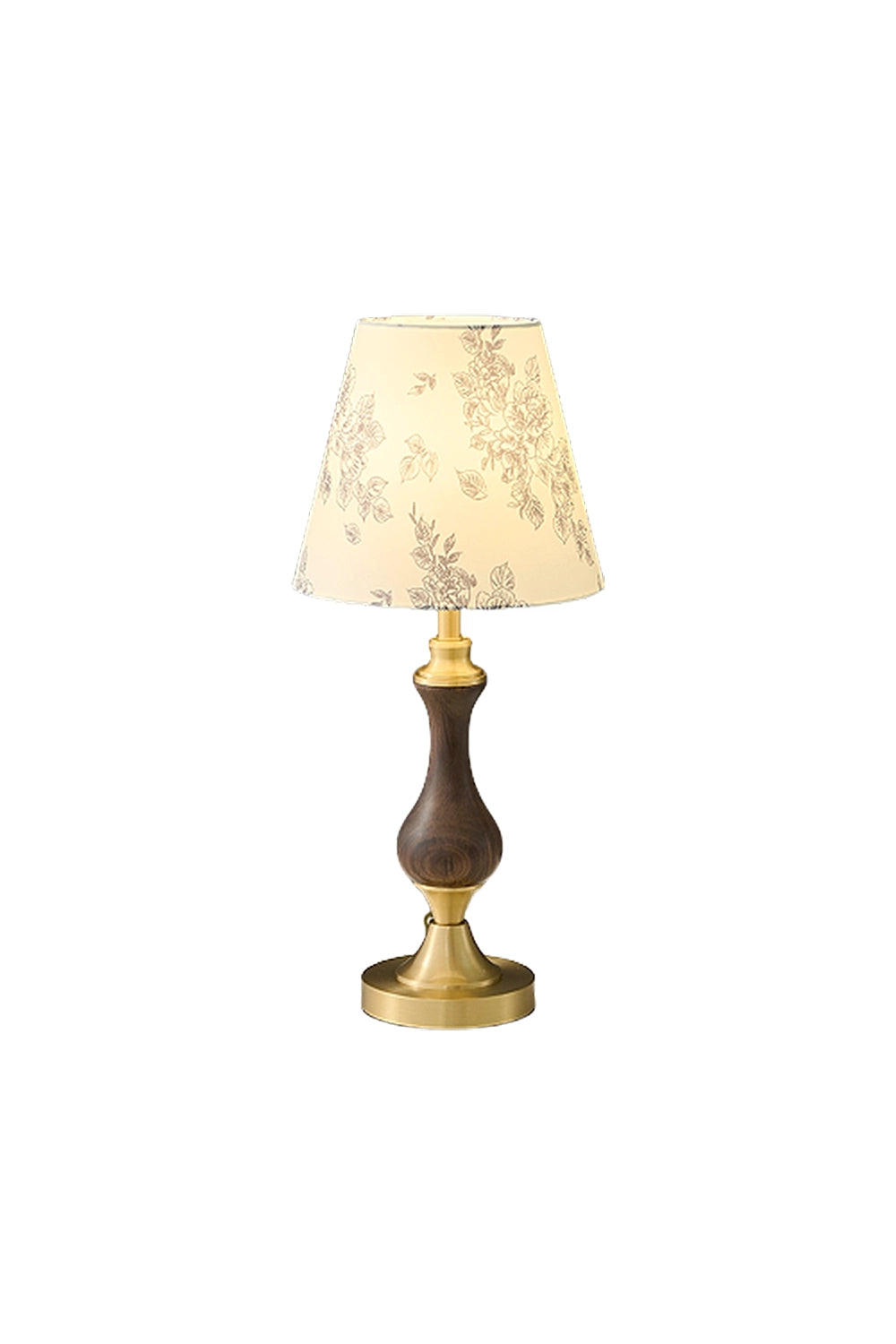 Vintage Walnut Brass Table Lamp