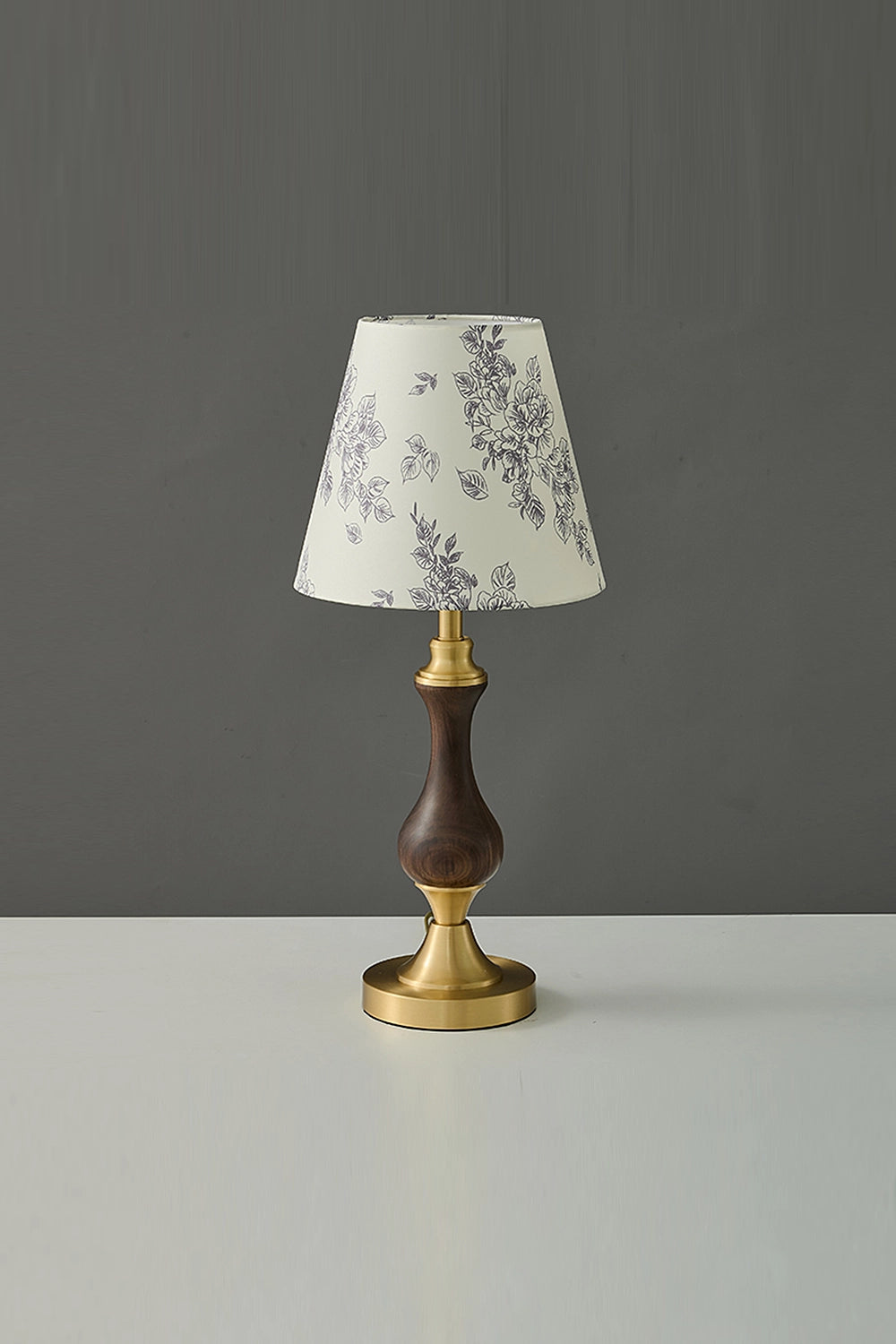 Vintage Walnut Brass Table Lamp