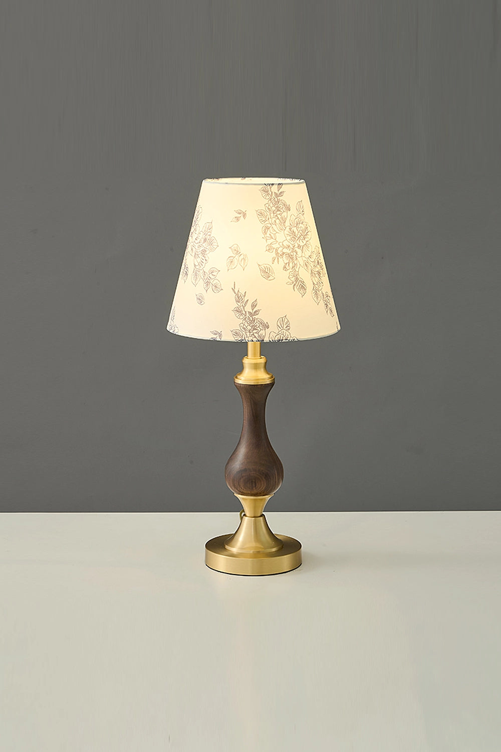 Vintage Walnut Brass Table Lamp