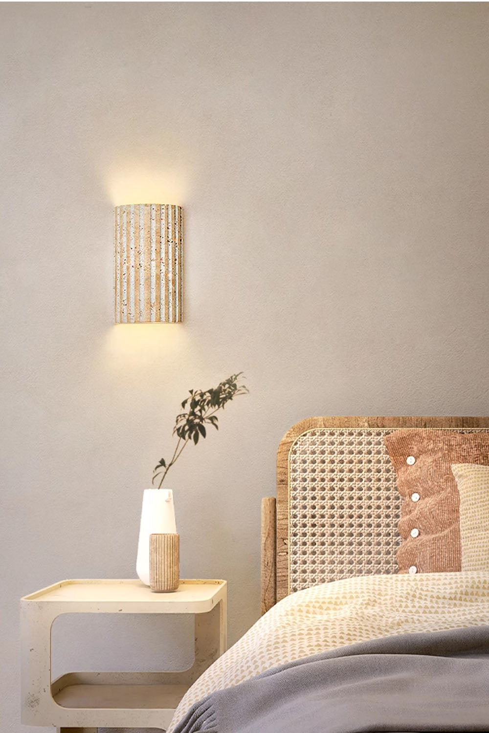 Vintage Yellow Travertine Wall Lamp