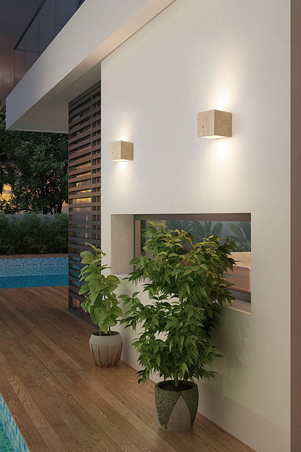 Vintage Yellow Travertine Wall Lamp
