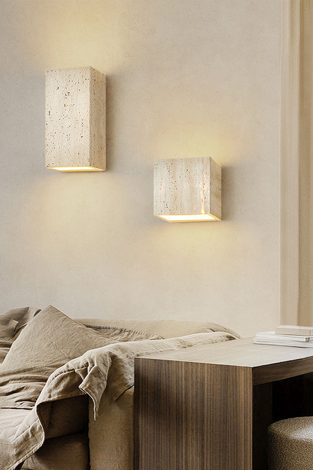 Vintage Yellow Travertine Wall Lamp