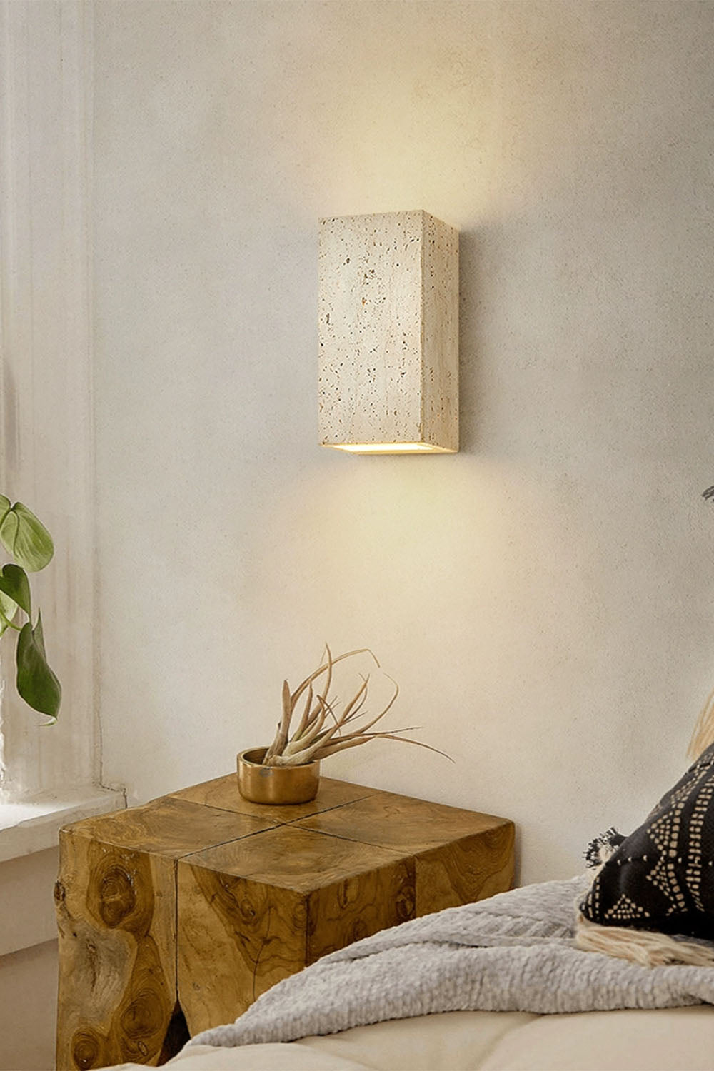 Vintage Yellow Travertine Wall Lamp