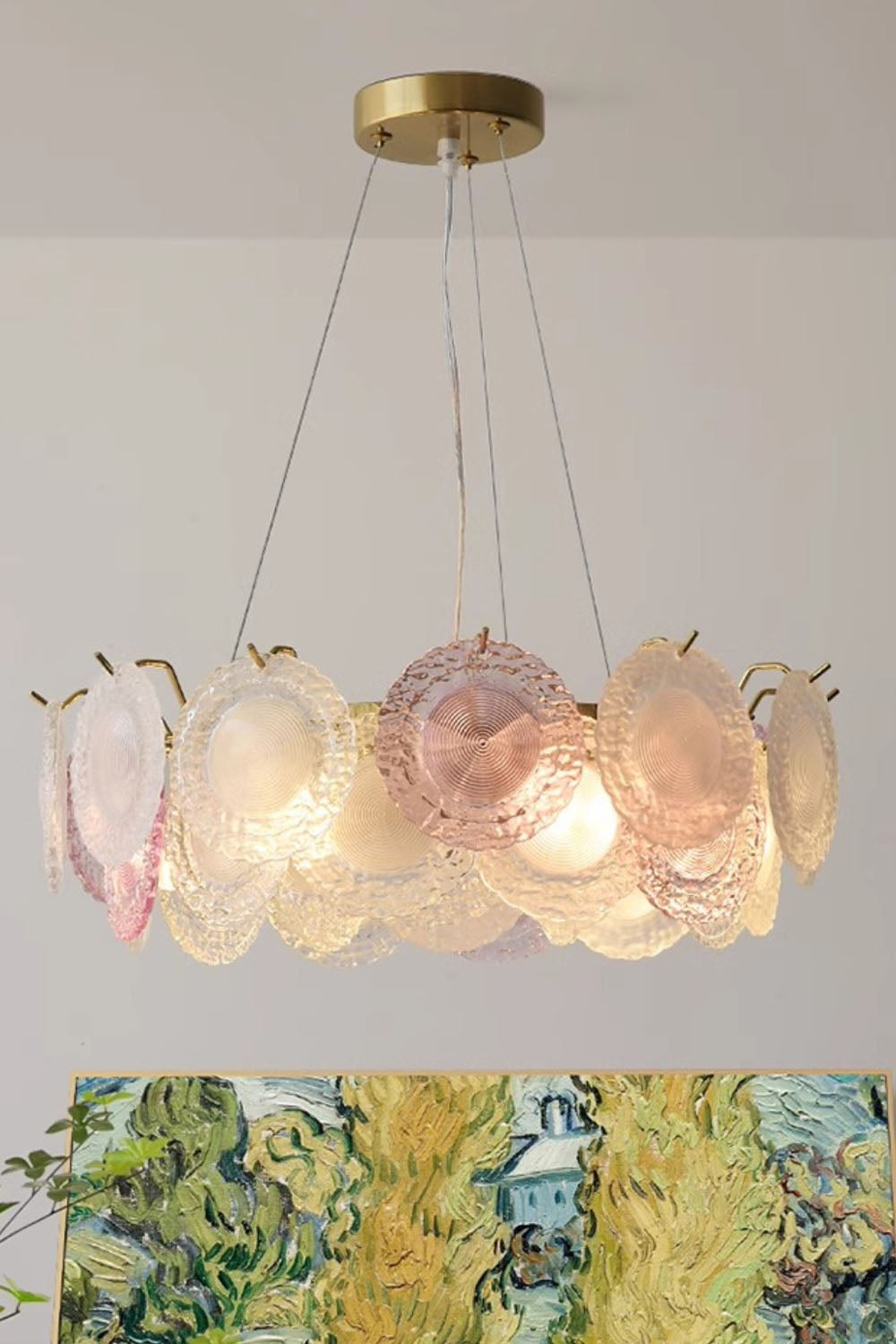 Vistosi-Style Glass Disc Chandelie
