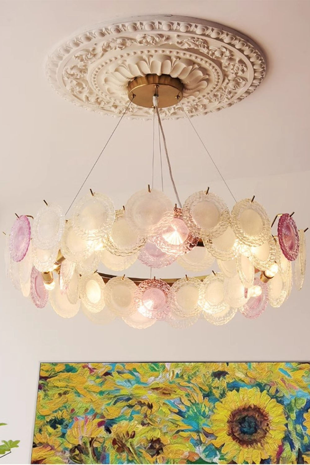 Vistosi-Style Glass Disc Chandelie