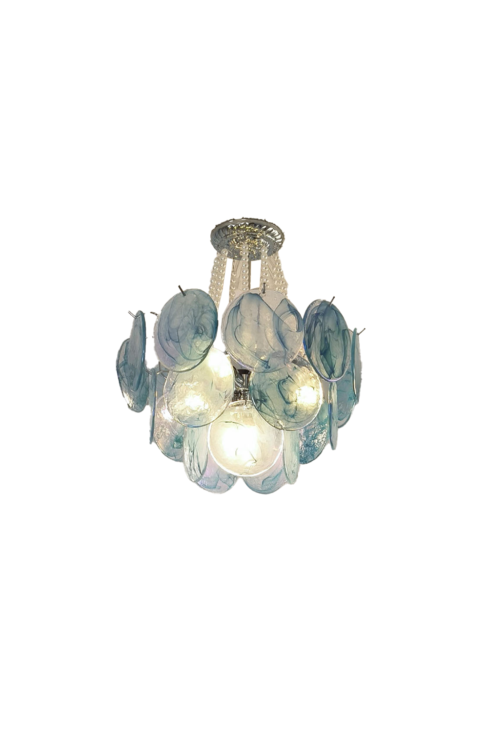 Vistosi Style Glass Pearl Disc Chandelier