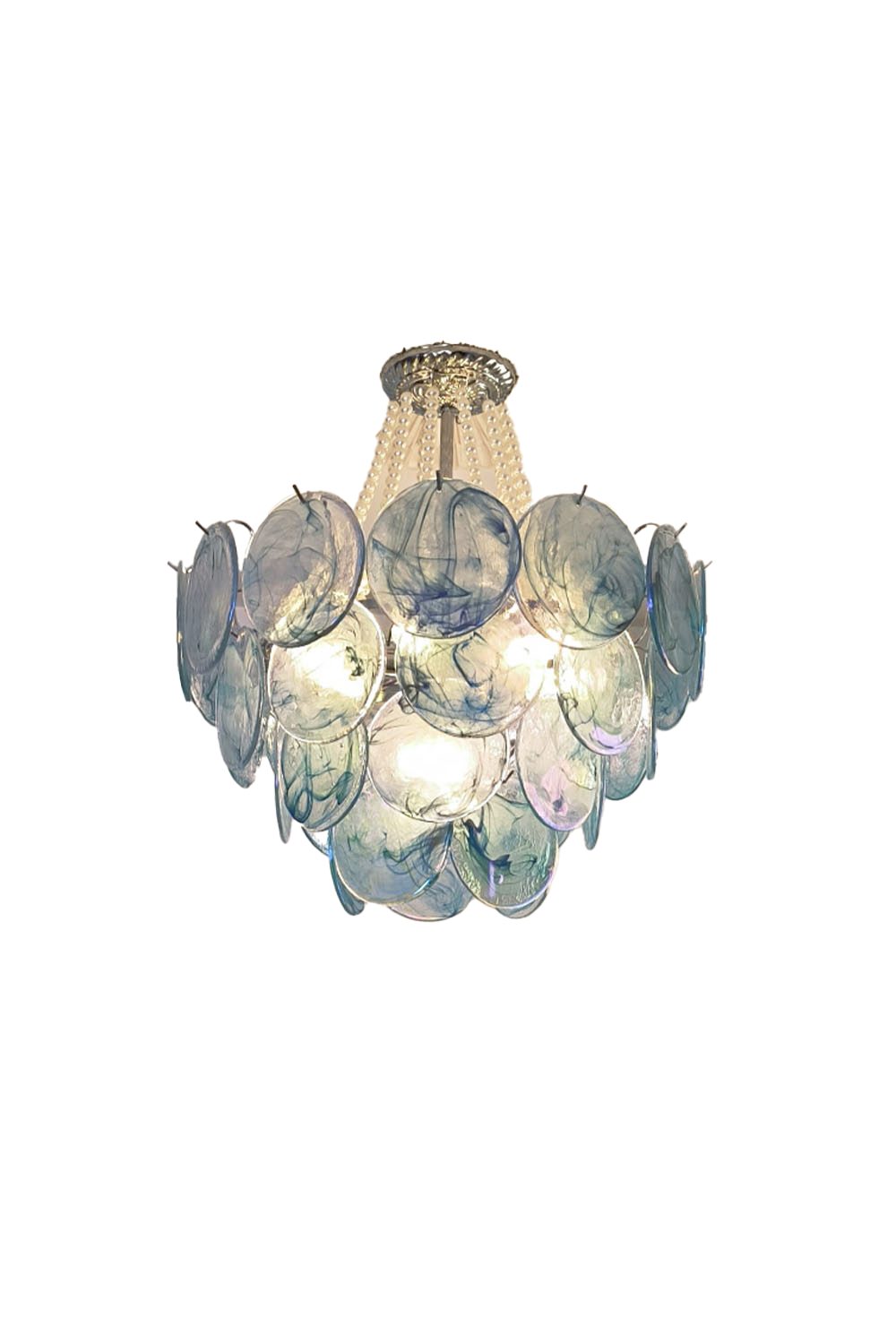 Vistosi Style Glass Pearl Disc Chandelier