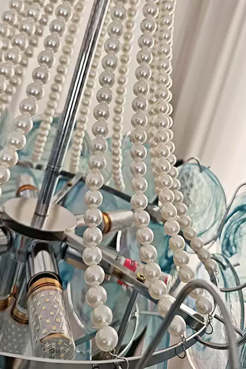 Vistosi Style Glass Pearl Disc Chandelier