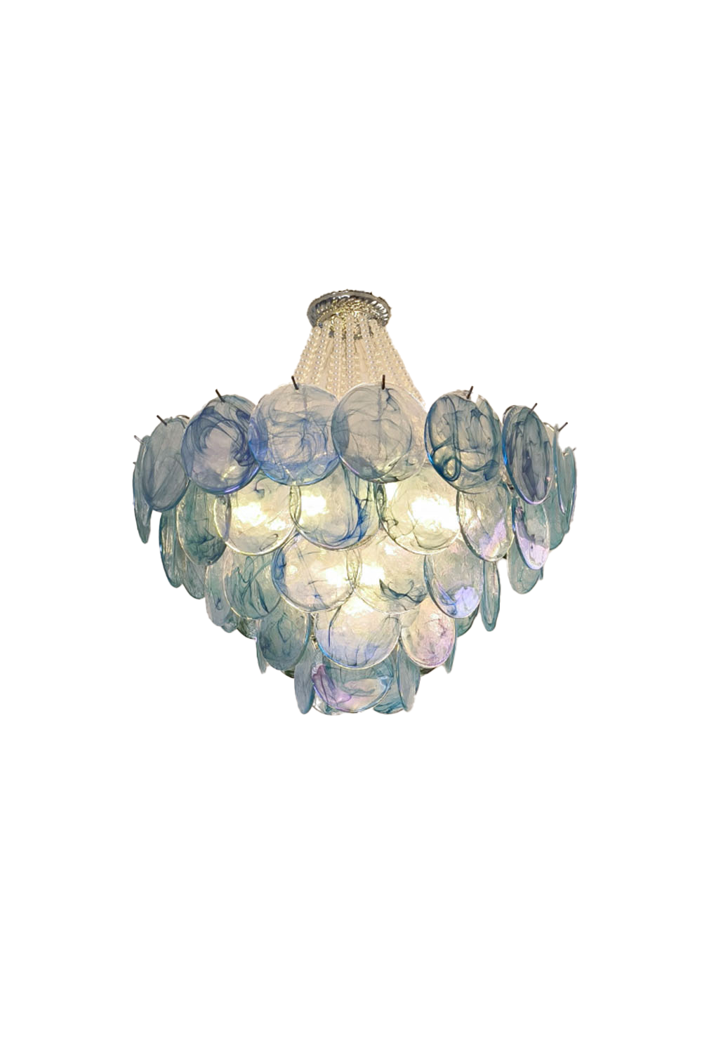 Vistosi Style Glass Pearl Disc Chandelier