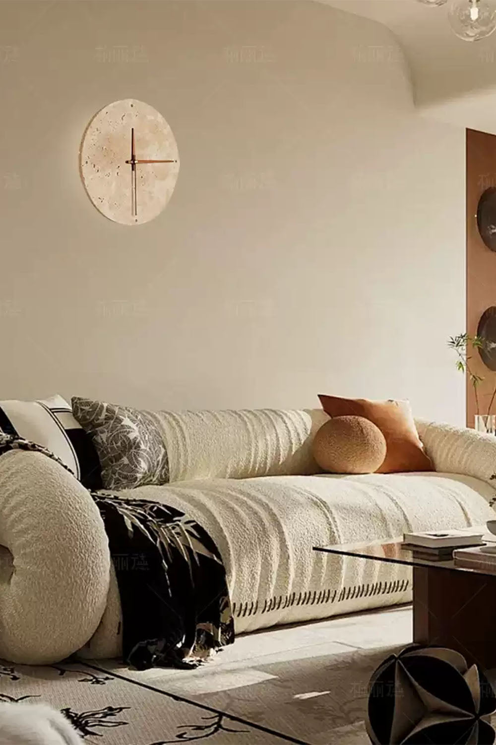 Wabi-Sabi Round Alarm Clock Wall Lamp